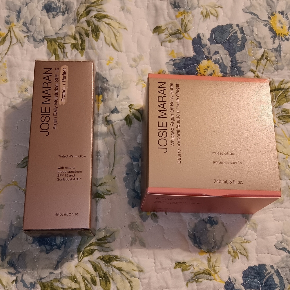 BNIB Josie Maran whipped body butter and Argan Daily moisturizer